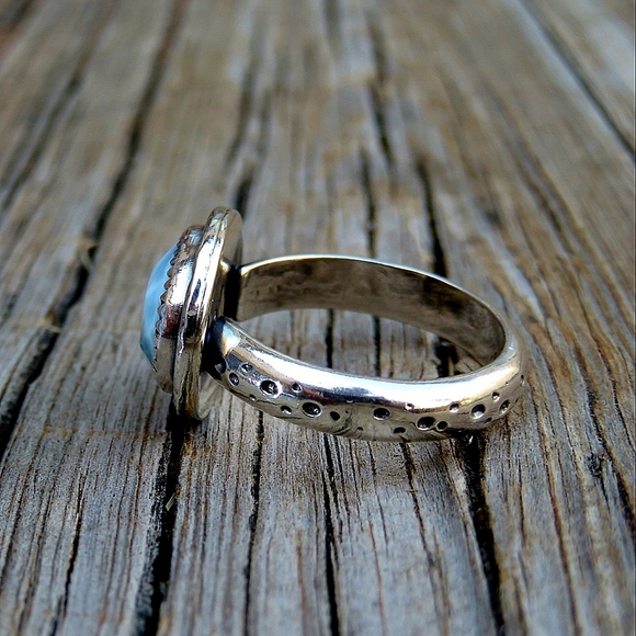 SOLD Artisan Sterling Silver Natural Dominican Larimar Ring NEW OOAK - Picture 4 of 5